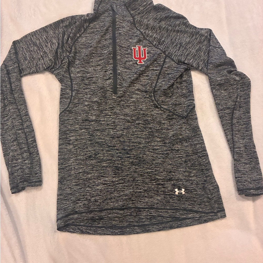 Under Armour Charcoal Heather Indiana Hoosiers 1/4 Zip Pullover